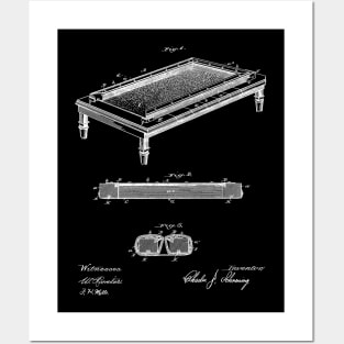 Folding Billiard Table Vintage Patent Hand Drawing Posters and Art